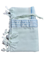 TALIS WOOL NON-SLIP 50  SEFARDI AVODAS YAD BLUE & SILVER