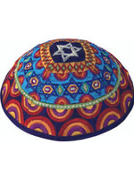 KIPPAH COLORFUL EMBROIDERED STARS & CIRCLES