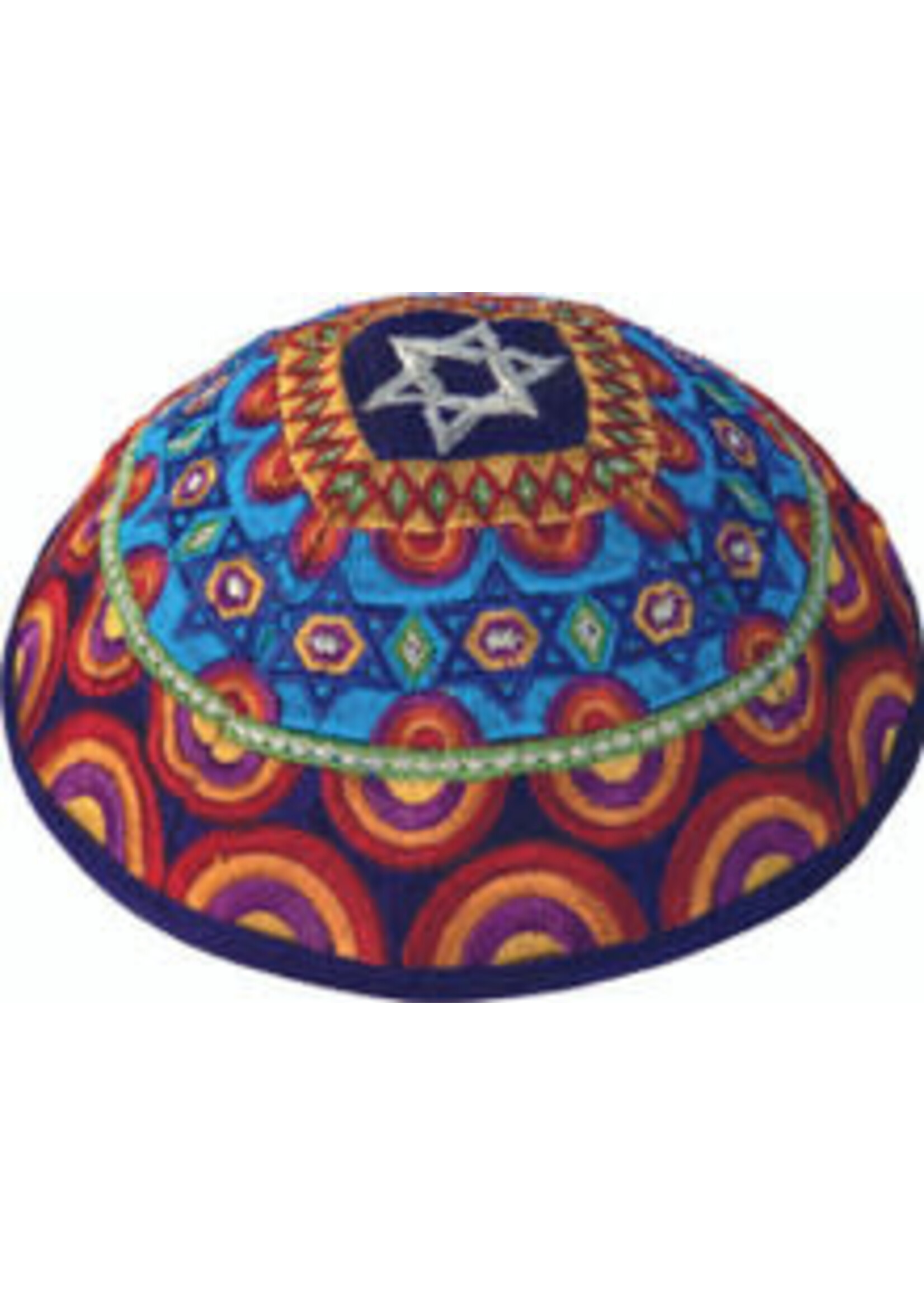 KIPPAH COLORFUL EMBROIDERED STARS & CIRCLES