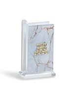 MATCH BOX HOLDER ACRYLIC GOLD MARBLE "LEKAVOD SHABBAT V'YOM TOV"