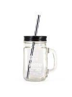 PURIM MASON JAR & STRAW BLACK
