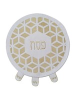 MATZAH COVER  GOLD GEOMETRIC EMBROIDERY FAUX LEATHER