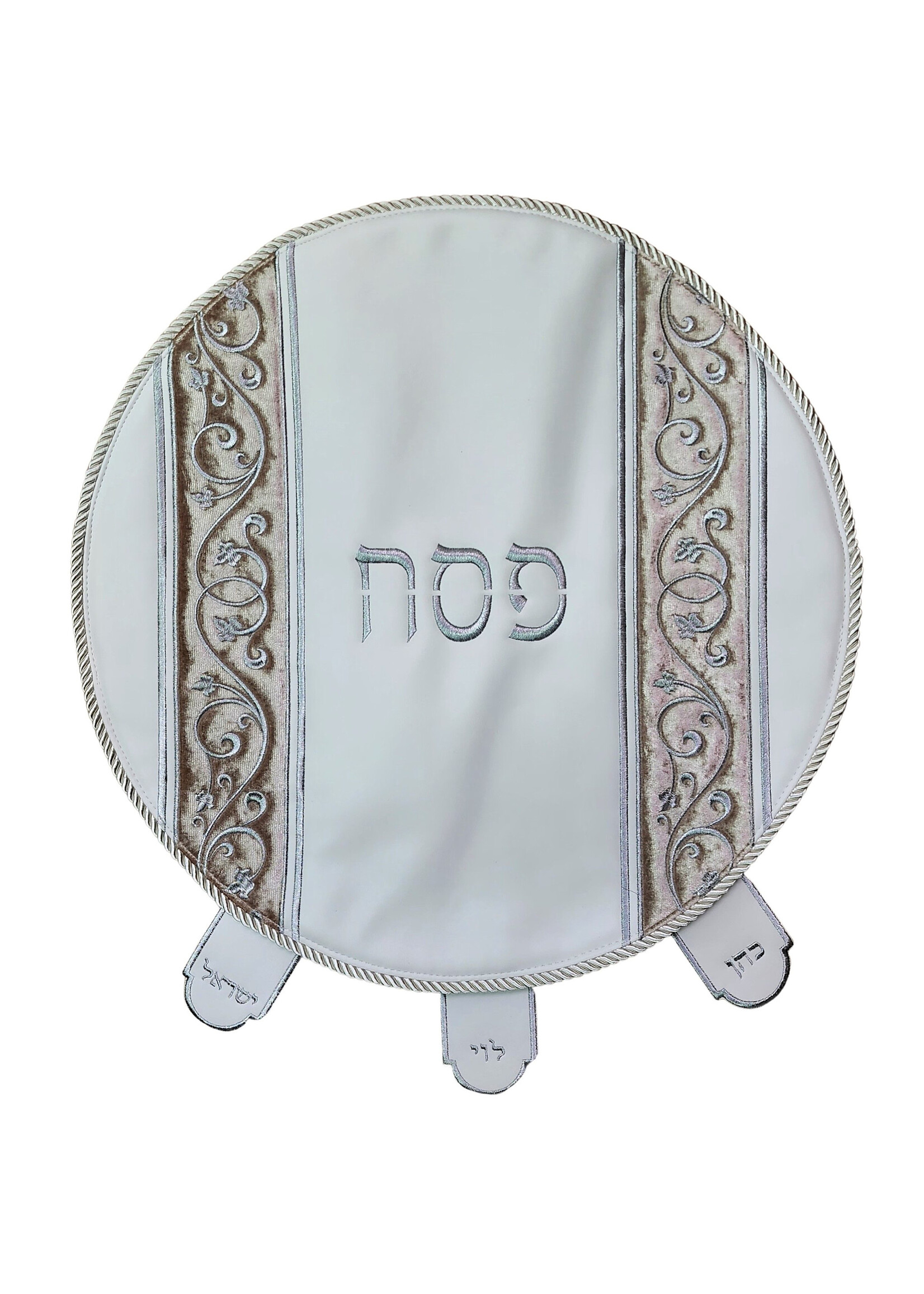 MATZAH COVER  CHAMPAIGN FLORAL ON VELVET  FAUX LEATHER