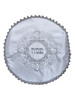 MATZAH COVER SATIN & SILVER SWIRL EMBROIDERY