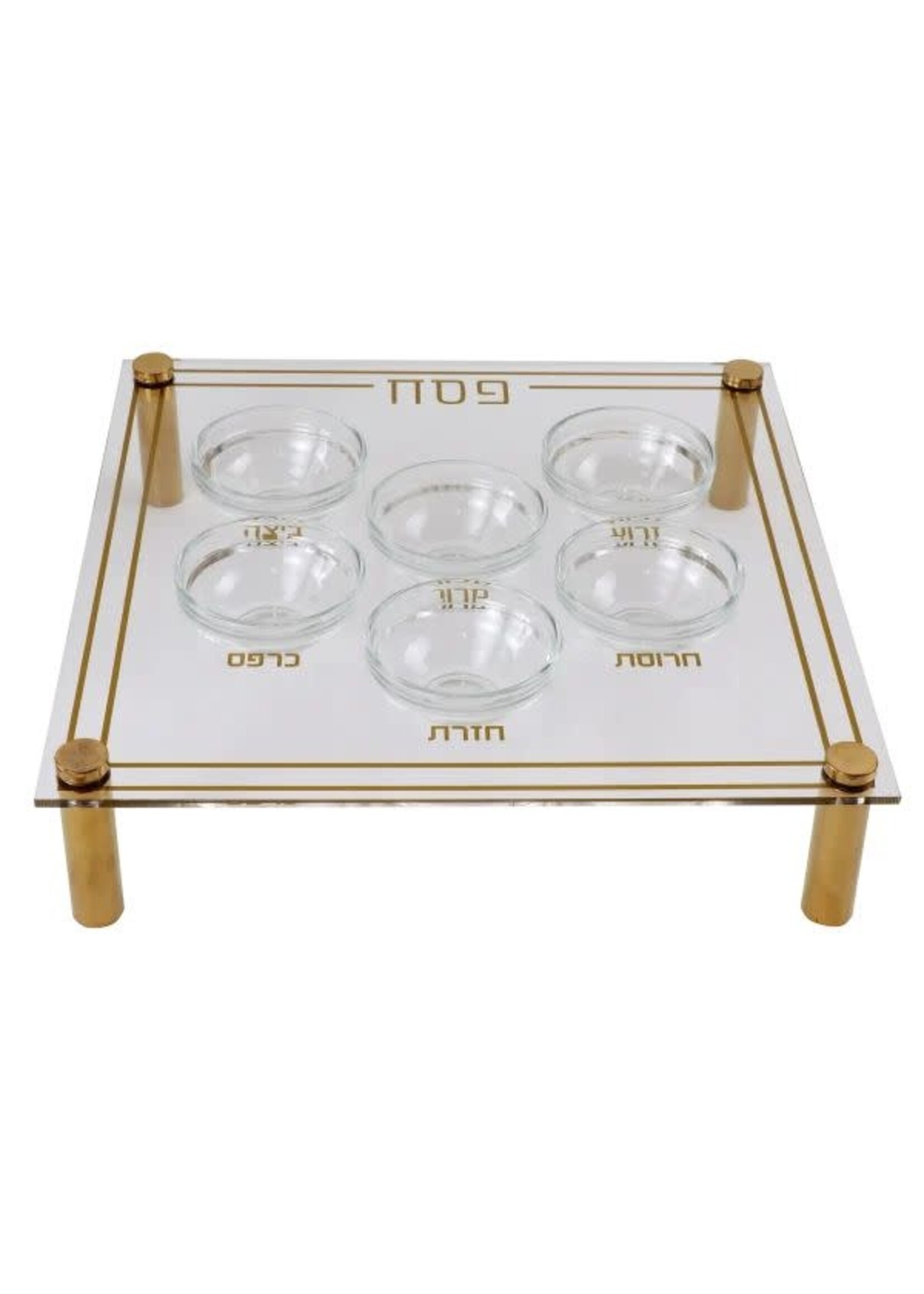 SEDER PLATE ACRYLIC GOLD LASER CUT