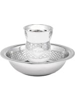 WASH CUP & BOWL SET SIMPLE STEEL WITH ETCHINGS