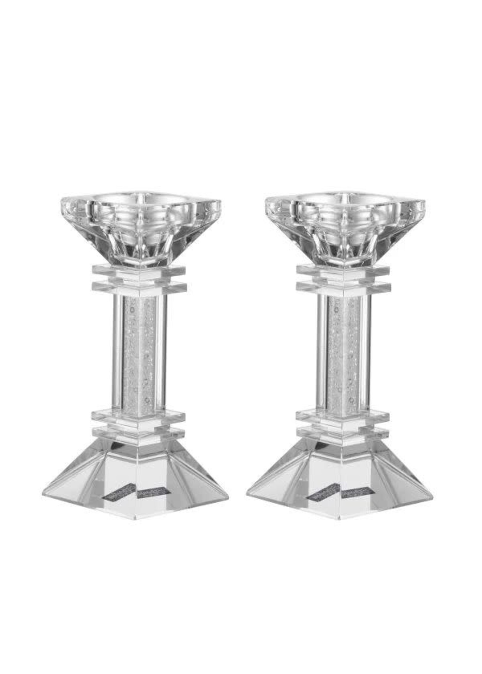 CANDLESTICKS  CRYSTAL CHIP FILLED STEM 5.5"