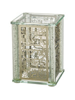 TZEDAKAH BOX CRYSTAL LASER CUT JERUSALEM CHIP FILLED PILLARS