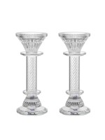 CANDLE HOLDERS CRYSTAL &  SILVER MESH 7"