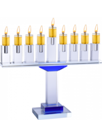 MENORAH CRYSTAL BLUE ACCENTS