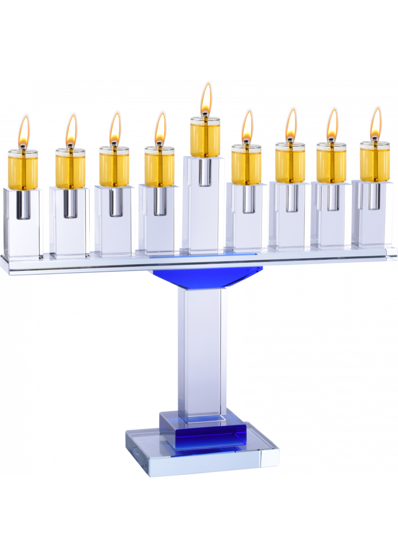 MENORAH CRYSTAL BLUE ACCENTS