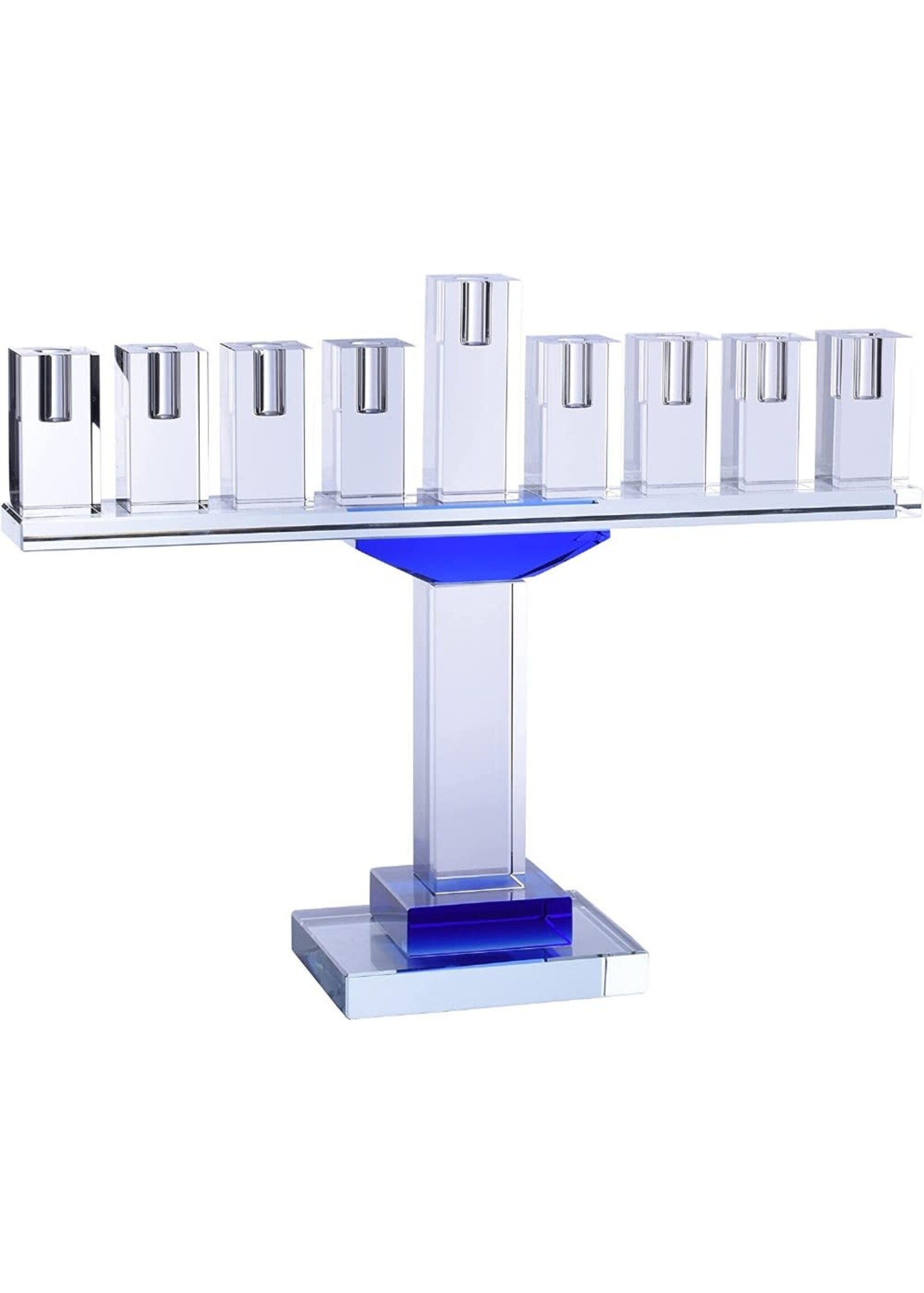 MENORAH CRYSTAL BLUE ACCENTS