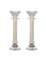 CANDLESTICKS CRYSTAL GOLD MESH 9"