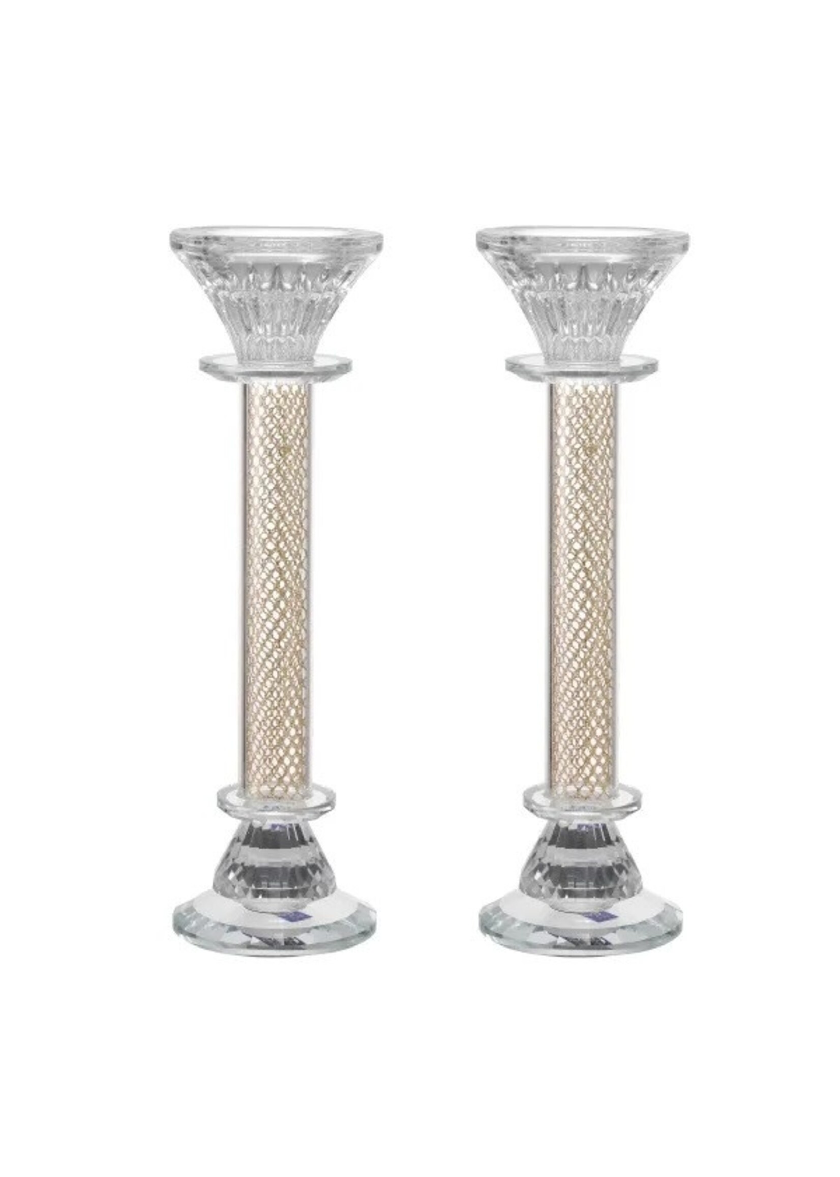 CANDLESTICKS CRYSTAL GOLD MESH 9"