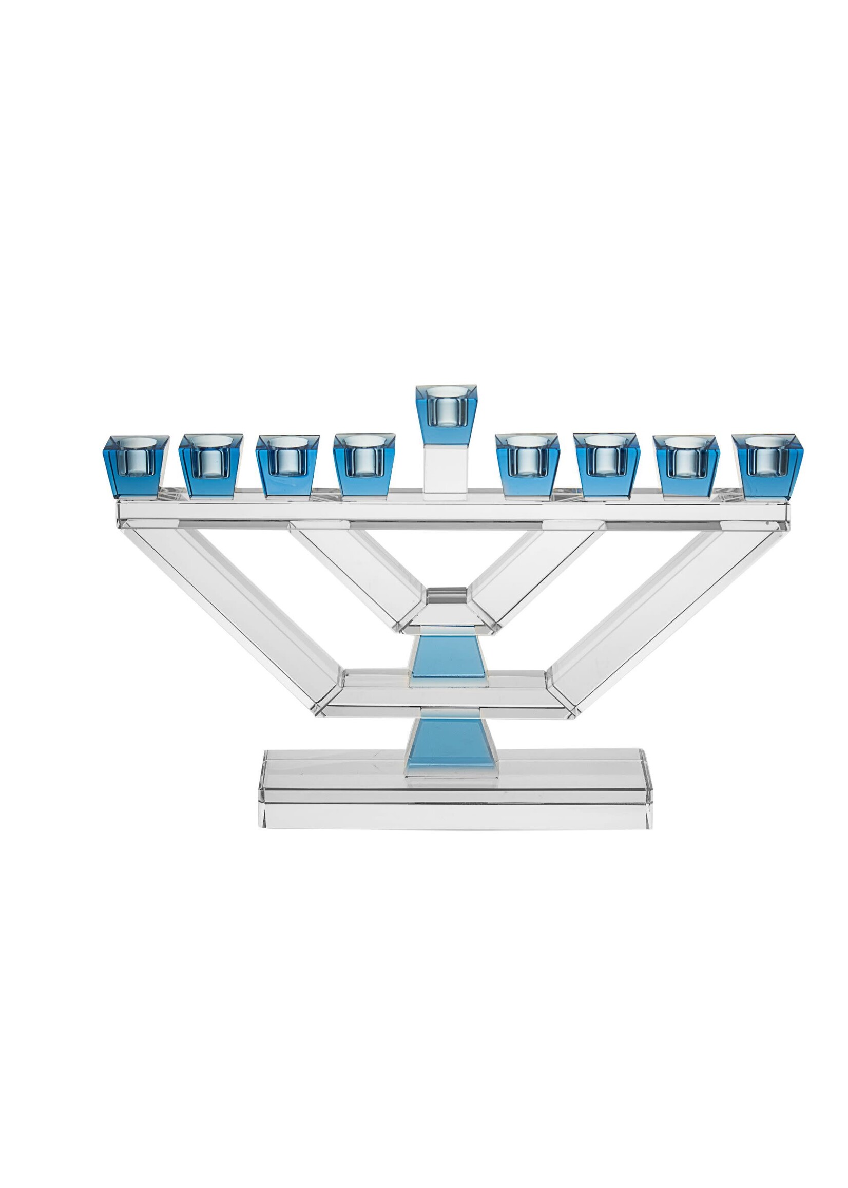 MENORAH CRYSTAL BLUE & CLEAR 12X8
