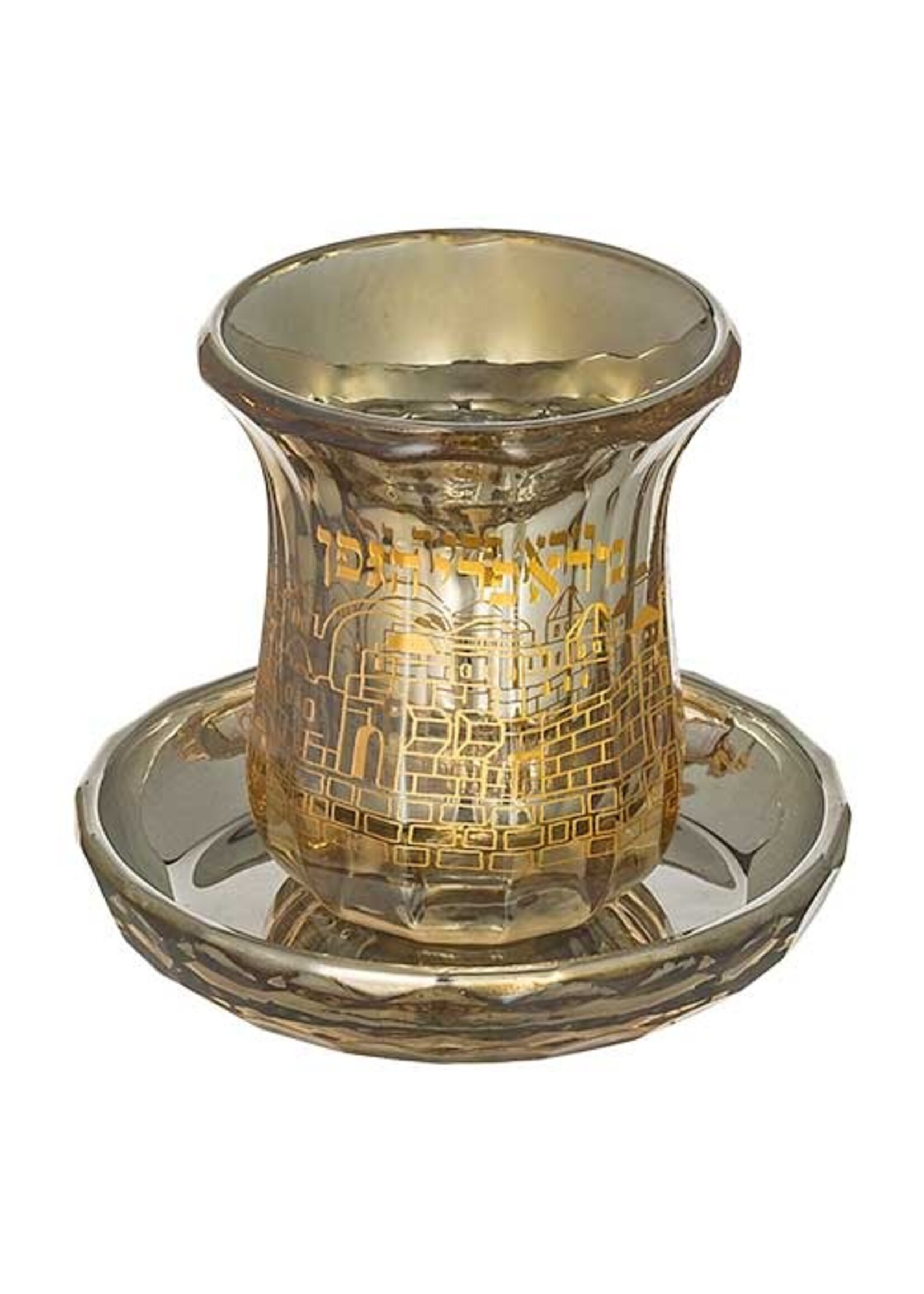 KIDDUSH CUP AMBER CRYSTAL GOLD JERUSALEM CITY
