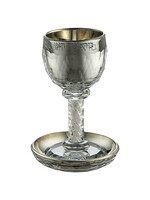 KIDDUSH CUP CRYSTAL GOLD & SILVER SPIRAL CHIPS STEM