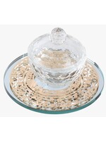 HONEY DISH CRYSTAL & LAZERCUT GOLD POMEGRANATES