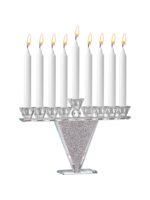 MENORAH CRYSTAL SILVER CHIPS 14"