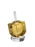 DREIDEL CRYSTAL AMBER JERUSALEM ETCHING