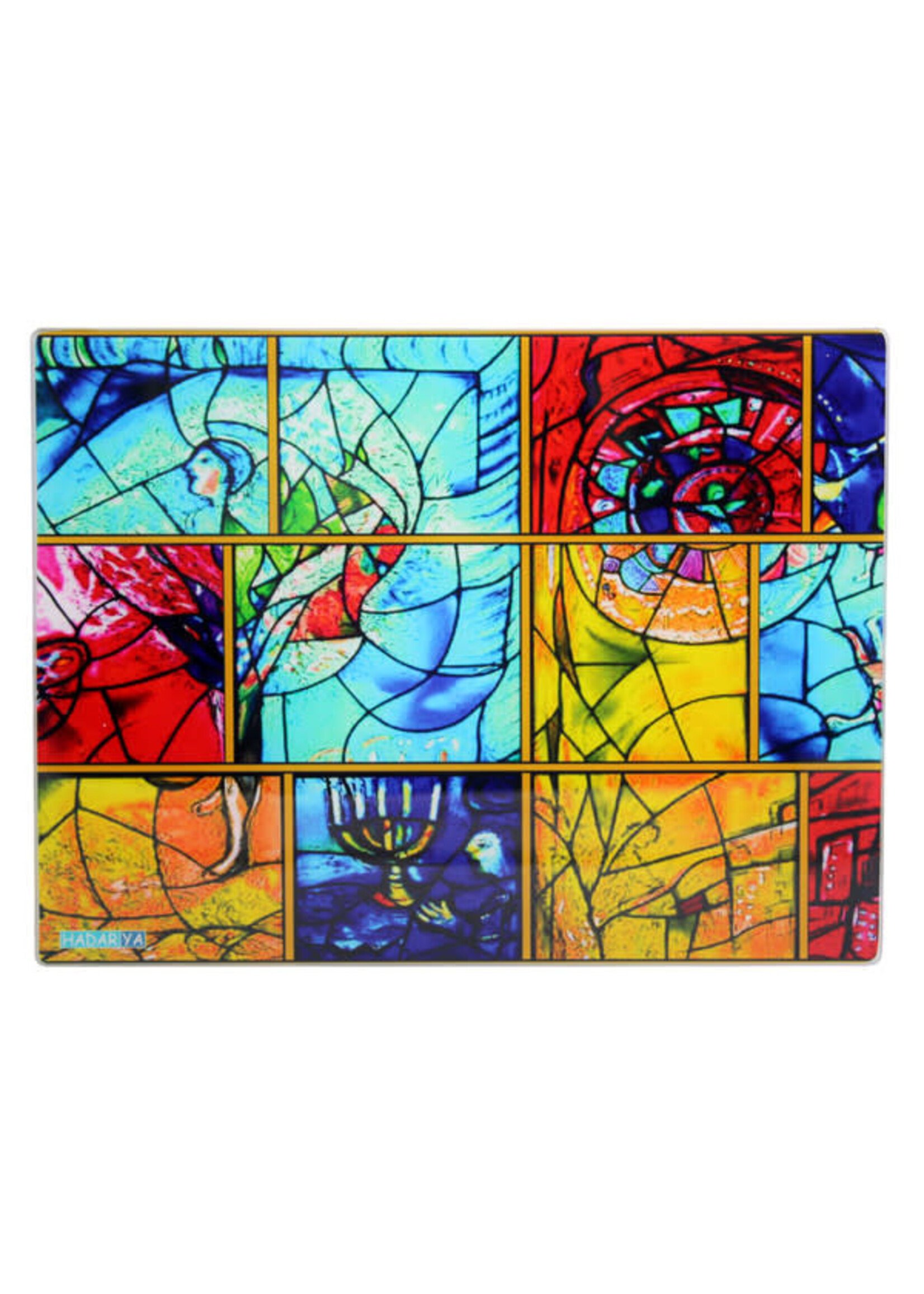 CHALLAH BOARD GLASS CHAGALL STAINED GLASS