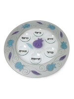 SEDER PLATE GLASS WITH ARTISTIC PURPLE 9214