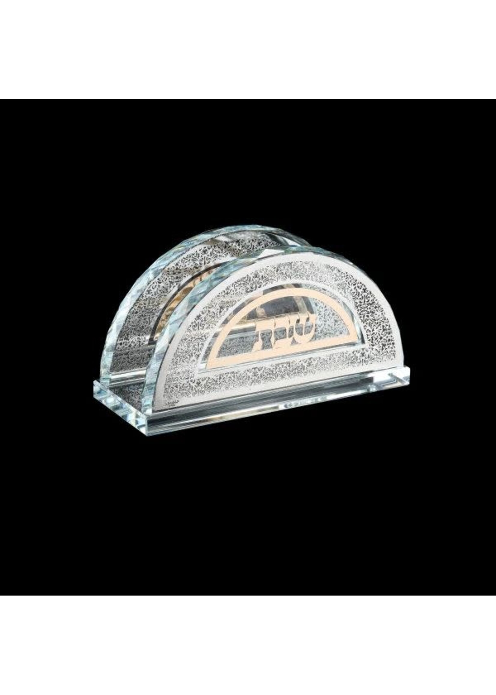 NAPKIN HOLDER CRYSTAL SILVER AND GOLD LASER CUT METAL "SHABBAT"