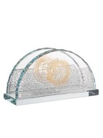 NAPKIN HOLDER CRYSTAL SILVER & GOLD LASER CUT METAL "SHABBAT KODESH"