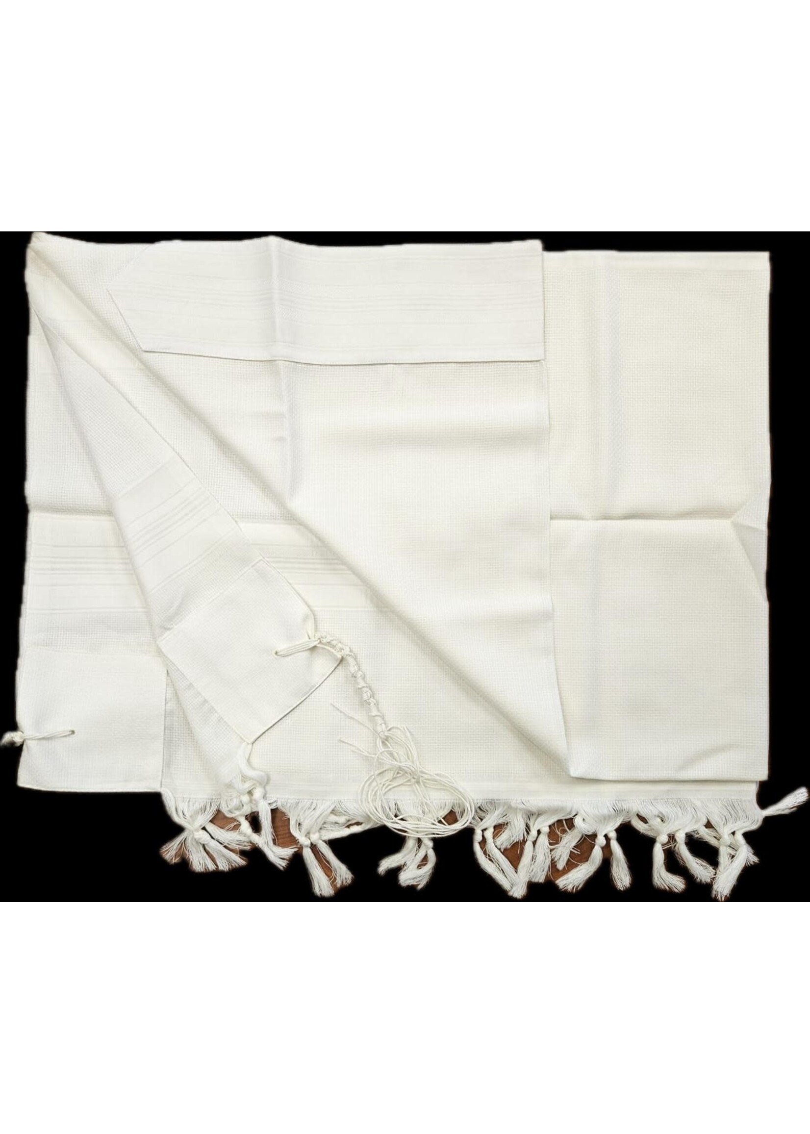 MMJ TALIS WOOL SEFARDI NON-SLIP WHITE AVODAS YAD THICK