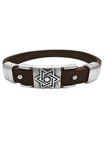 LEATHER BRACELET WITH STAR OF DAVID - BROWN