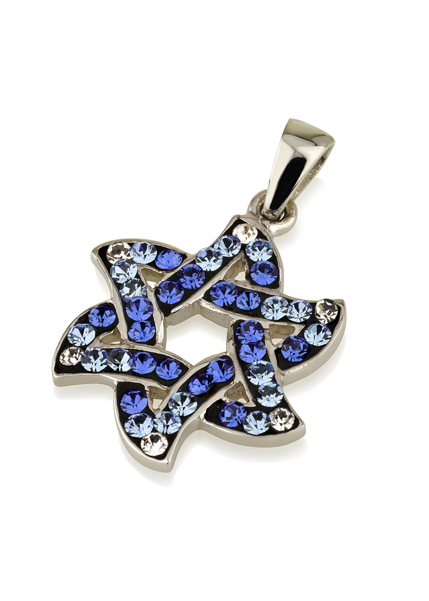 NECKLACE BLUE CRYSTAL FLORAL STAR