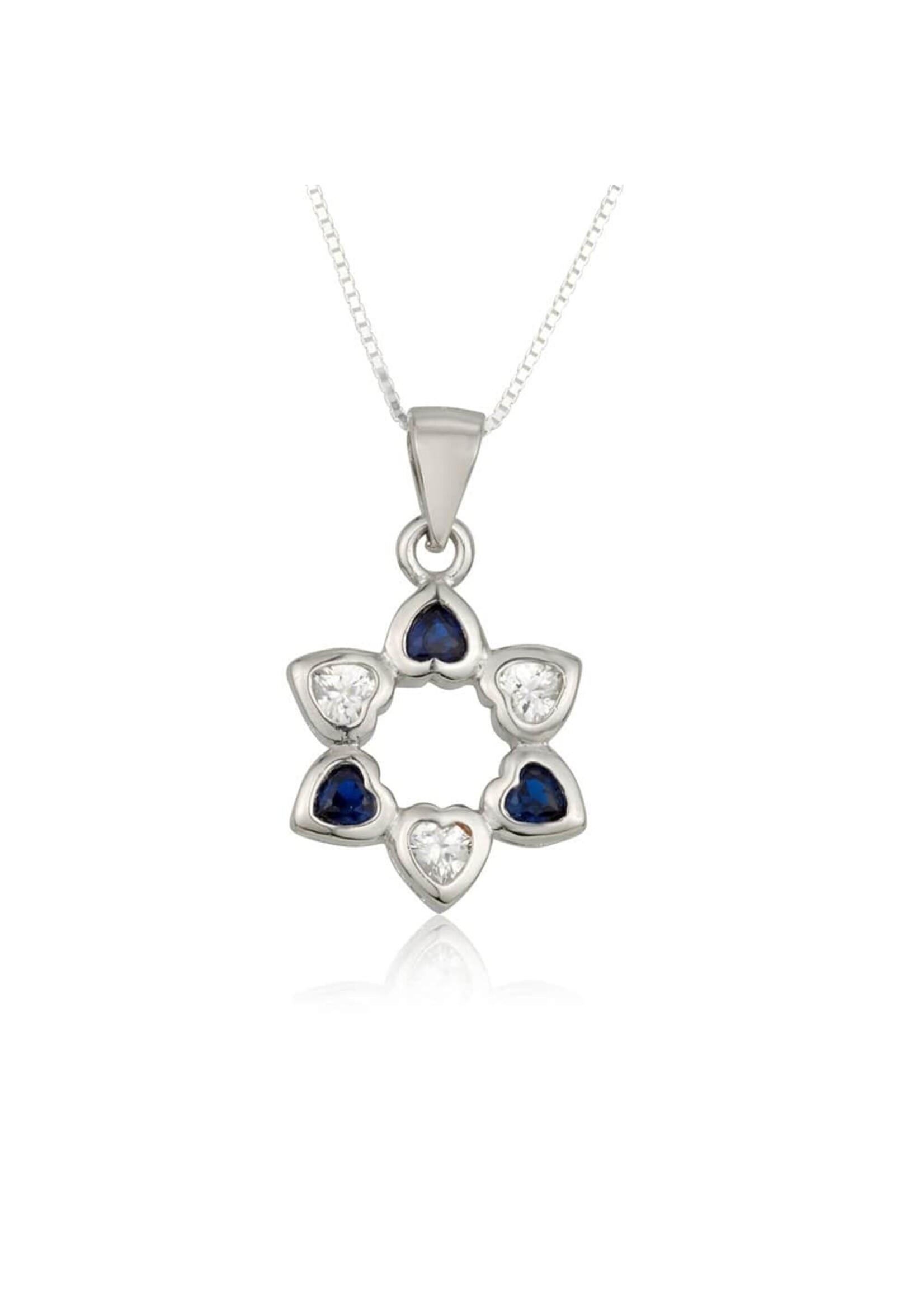 NECKLACE BLUE & WHITE CRYSTAL HEARTS STAR