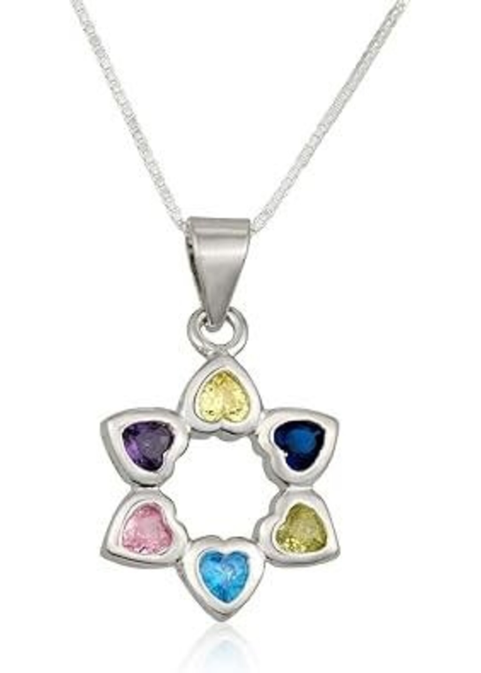 NECKLACE MULTICOLOR CRYSTAL HEARTS STAR