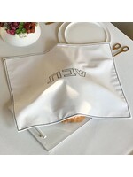 CHALLAH COVER WHITE CORDUROY BLACK "SHABBAT" EMBROIDERY