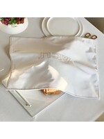 CHALLAH COVER WHITE CORDUROY SILVER  "SHABBAT" EMBROIDERY