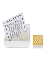 TRAVEL CANDLE SET WHITE ACRYLIC GOLD ACCENTS