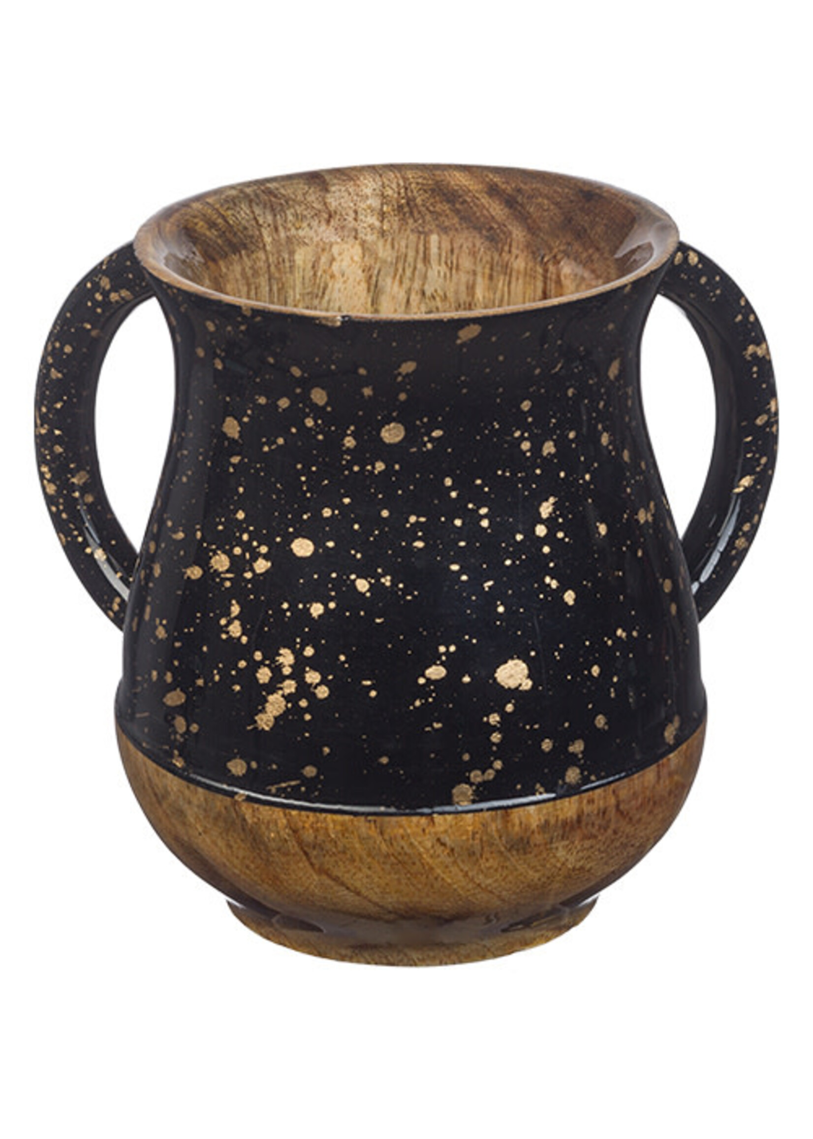WASHING CUP MANGO WOOD BLACK WITH GOLD SPECKLES