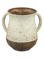WASHING CUP MANGO WOOD WHITE WITH GOLD SPECKLES