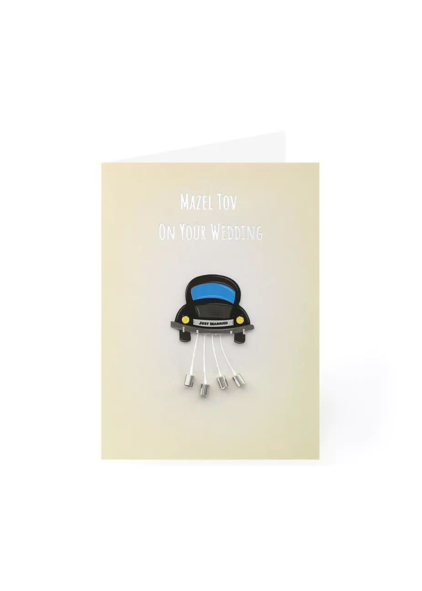 WEDDING CARD NEWLYWED CANS ON A CAR