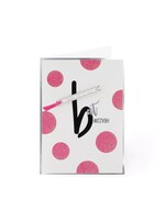 BAT MITZVAH CARD GLITTERY PINK POLKA DOTS