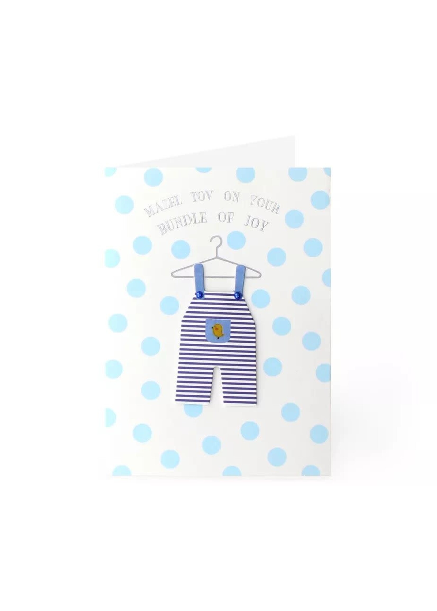 BABY BOY CARD BLUE STRIPED OVERALLS