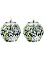 CANDLE HOLDER SILVER & GOLD JERUSALEM BALL
