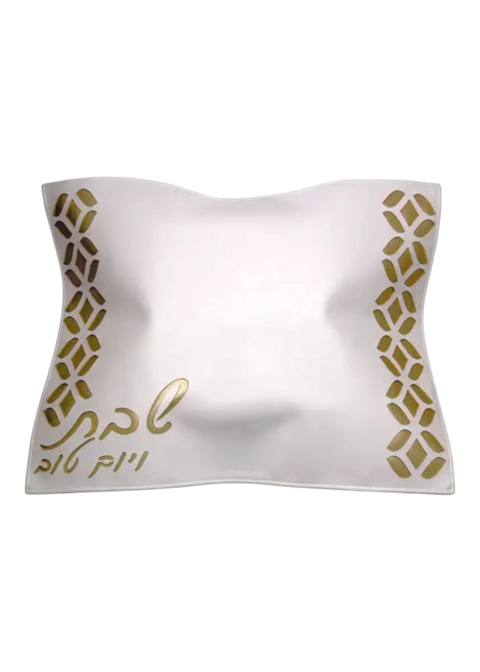 CHALLAH COVER LEATHERETTE LAZER CUT WHITE & GOLD