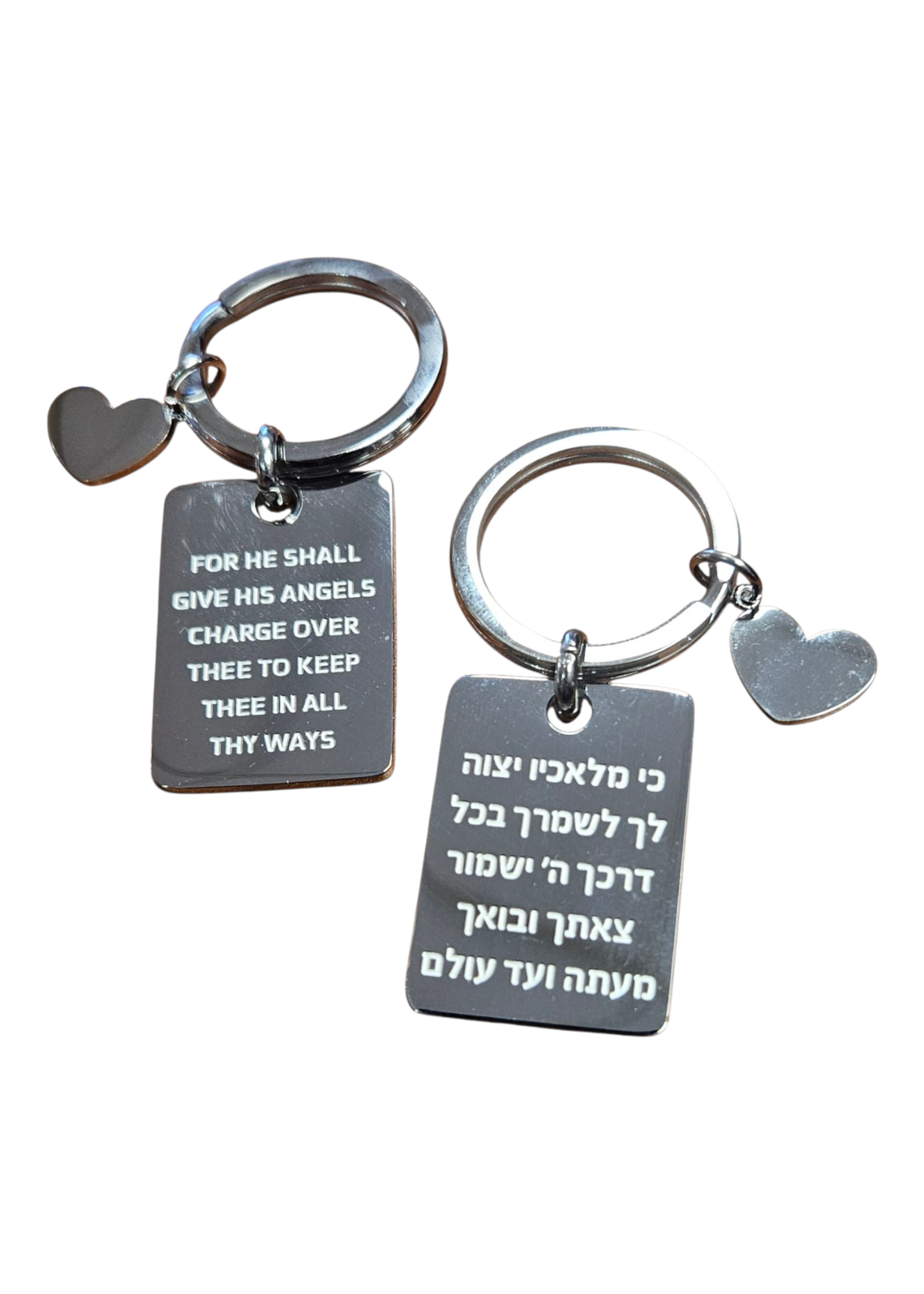 KEYCHAIN PROTECTION BLESSING & HEART SILVER