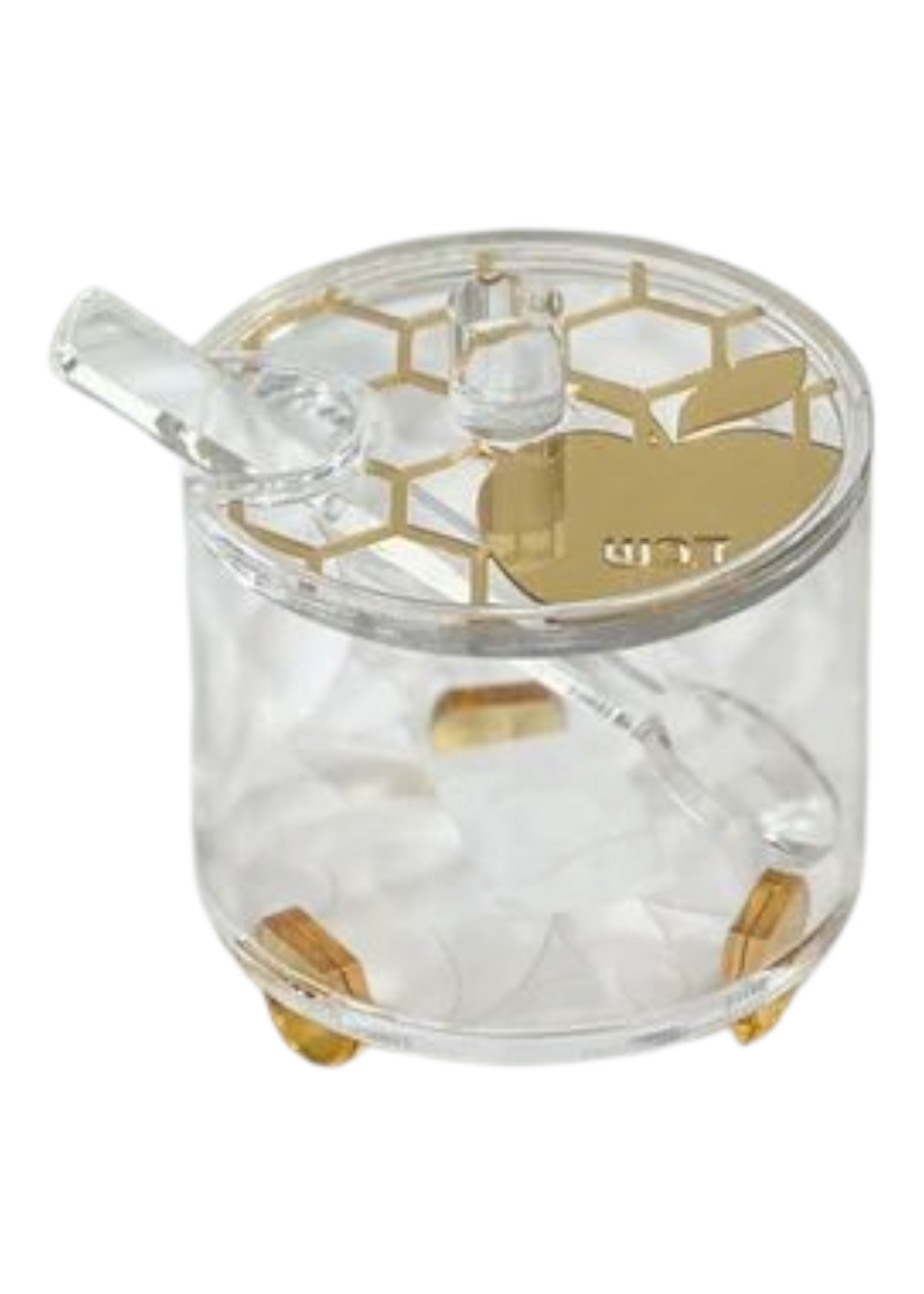 HONEY DISH ACRYLIC GOLD HONEY COMB & APPLE