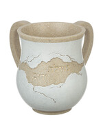 WASH CUP SAND & WHITE CRACKED MOTIF  "NETILAT YADAYIM"
