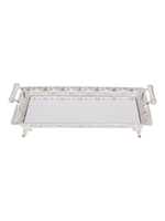 CANDLE TRAY SILVER PLATE MIRROR BASE 24"X16"