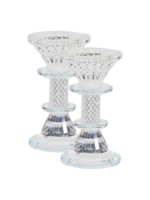 CANDLESTICKS CRYSTAL SILVER MESH STEM 5"
