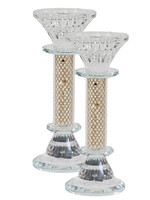 CANDLESTICKS CRYSTAL GOLD MESH  7"