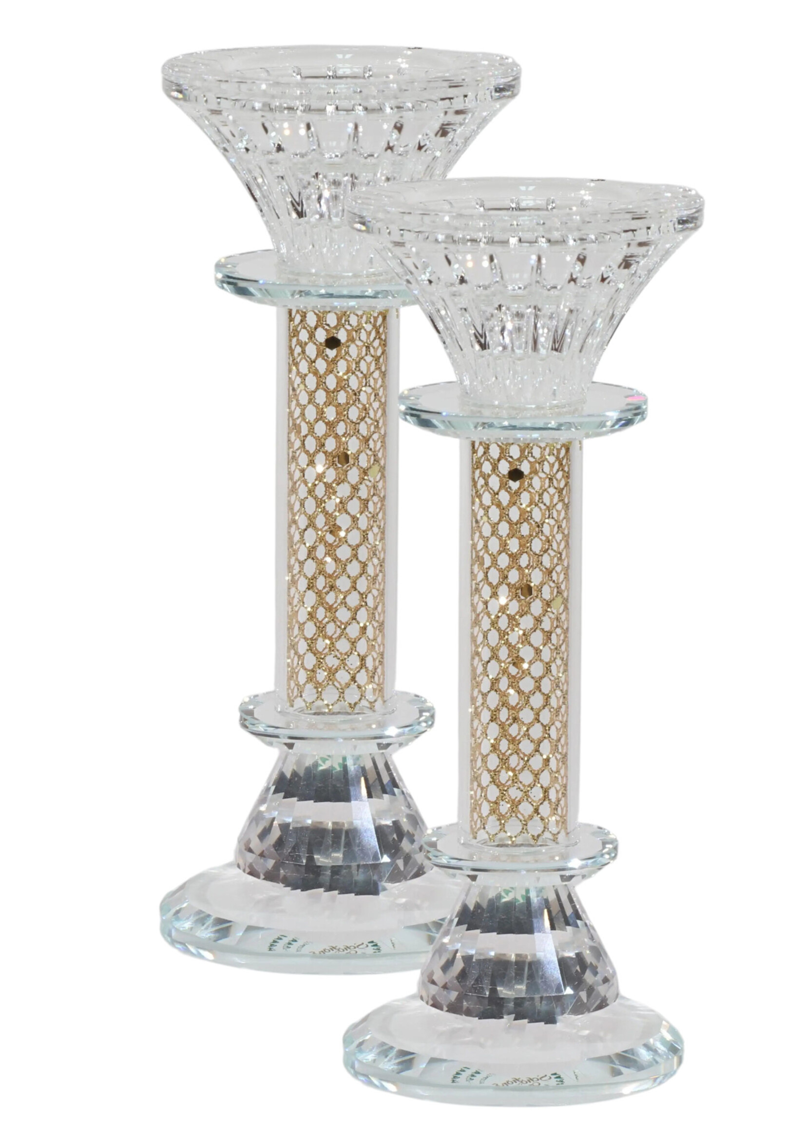 CANDLESTICKS CRYSTAL GOLD MESH  7"